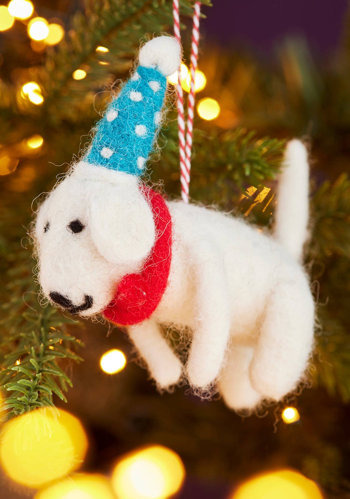 Felt Dog With Dotty Hat and Tie