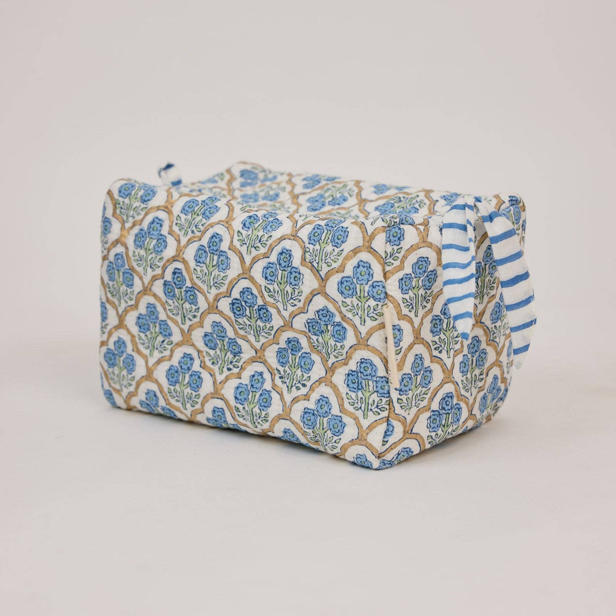 Organic Cotton Toiletry Bag - Trellis Indigo