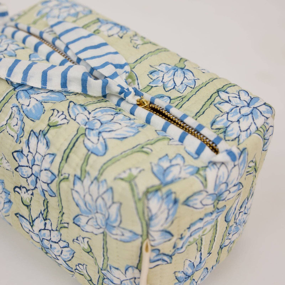 Organic Cotton Toiletry Bag - Lotus Indigo