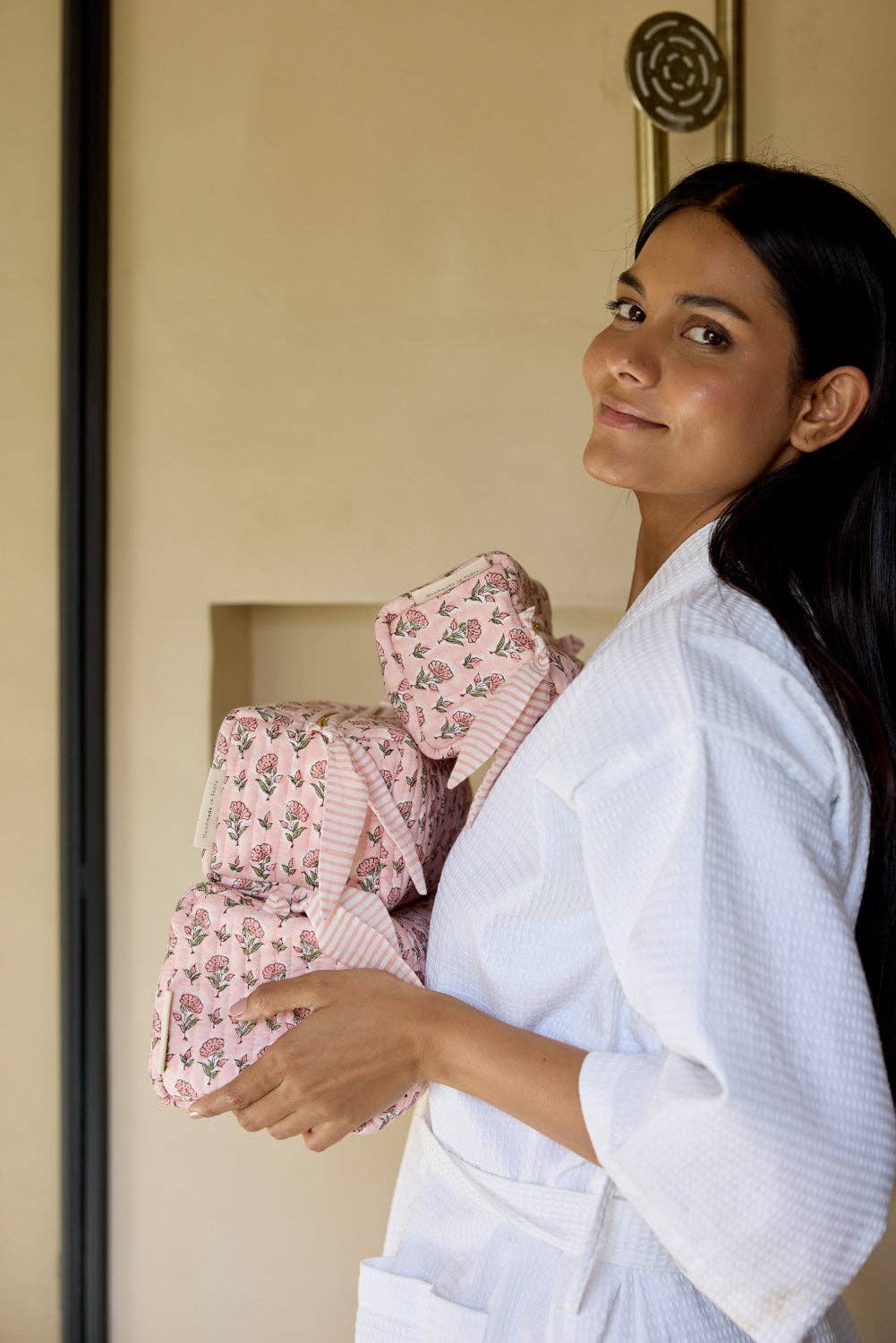 Organic Cotton Toiletry Bag - Ditsy Floral Blush