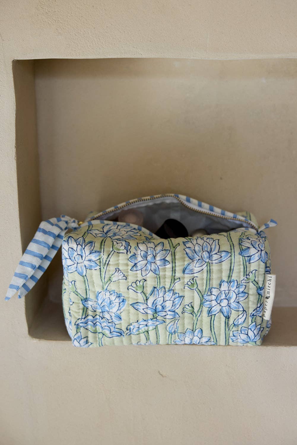 Organic Cotton Toiletry Bag - Lotus Indigo