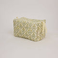 Organic Cotton Toiletry Bag - Floral Lattice Buttercream