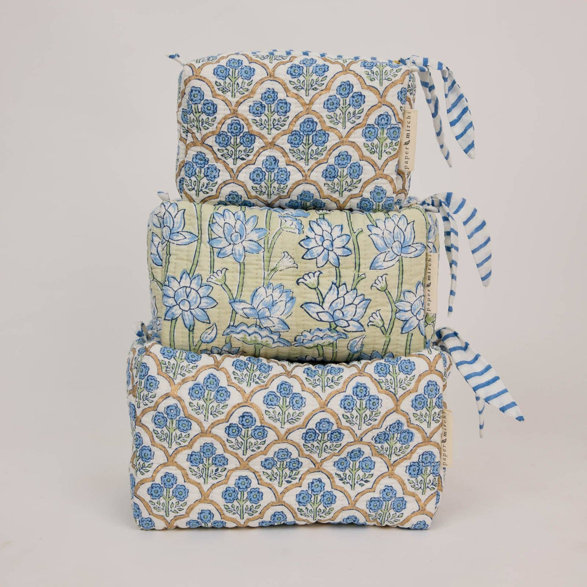 Organic Cotton Toiletry Bag - Trellis Indigo