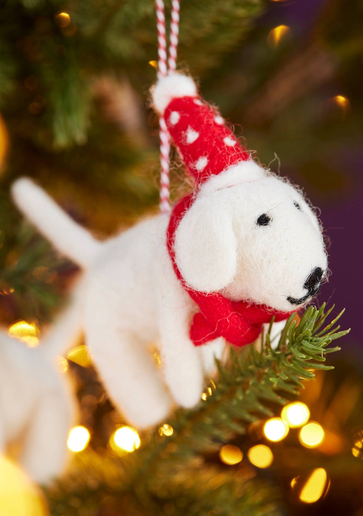 Felt Dog With Dotty Hat and Tie