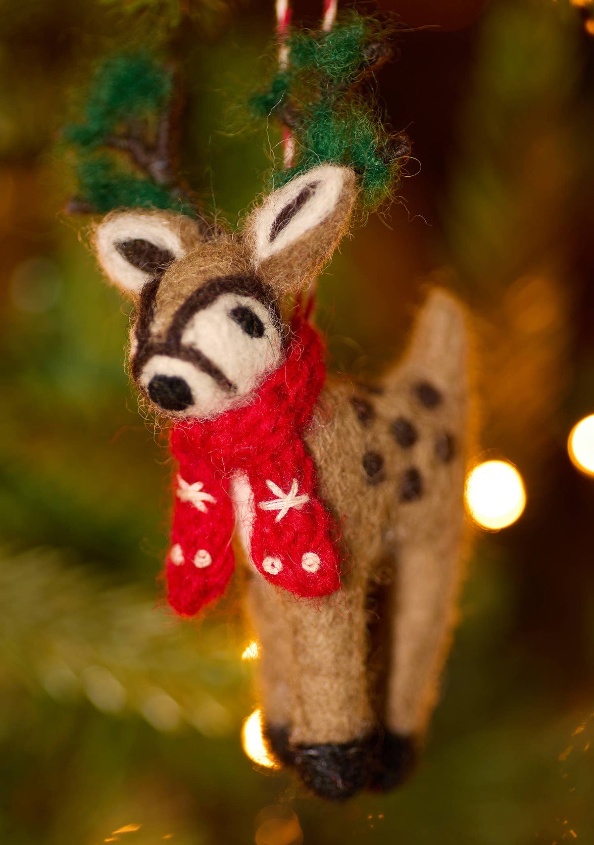 Embroidered Felt Reindeer Decoration