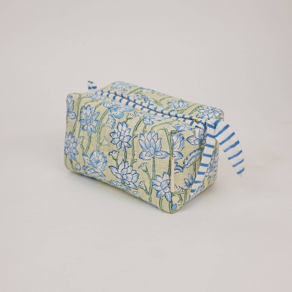 Organic Cotton Toiletry Bag - Lotus Indigo