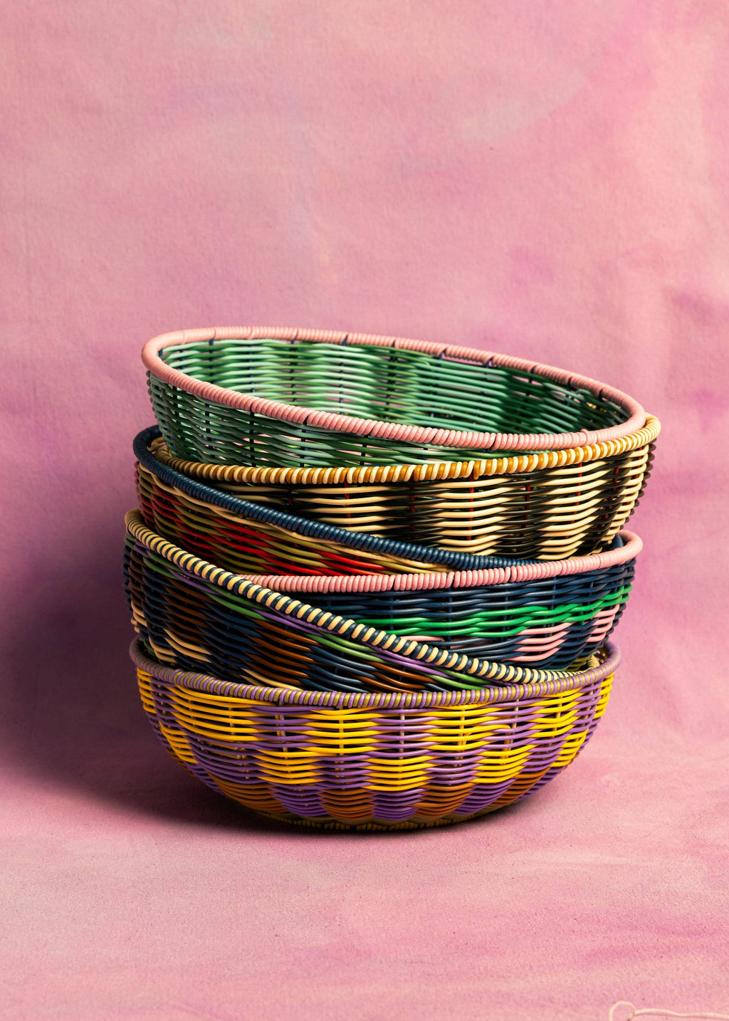 Maegen Woven Bowl - Pink and Navy