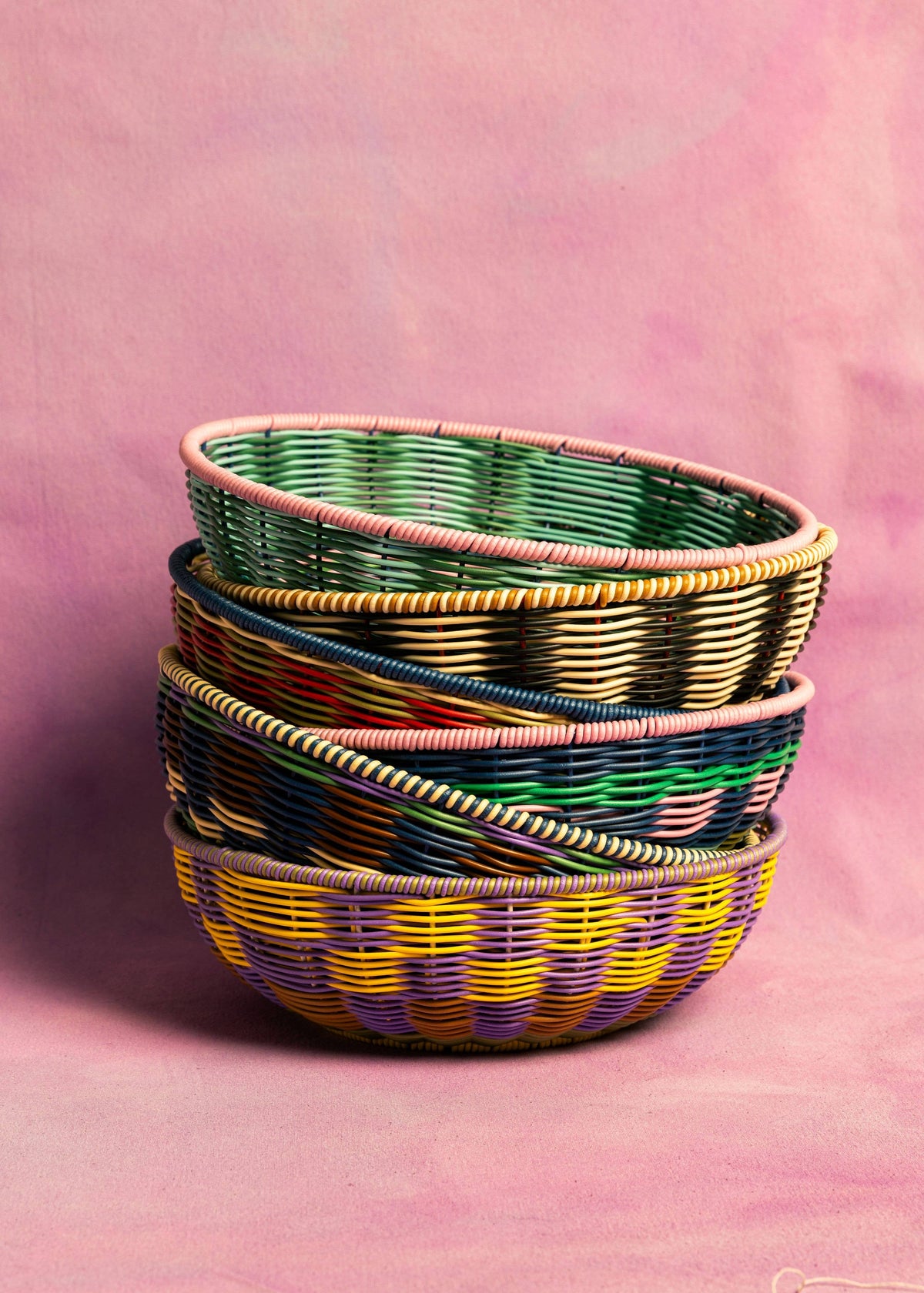 Maegen Woven Bowl - Pink and Navy