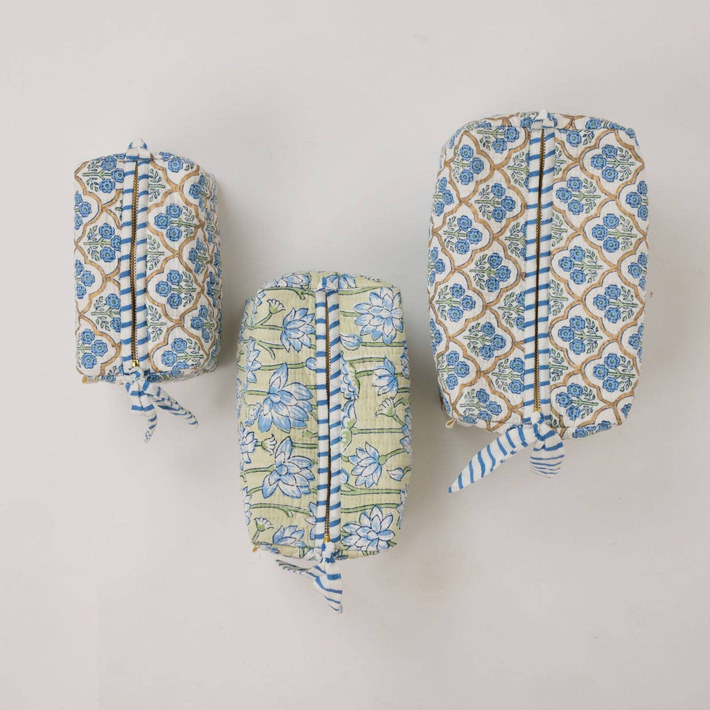 Organic Cotton Toiletry Bag - Lotus Indigo