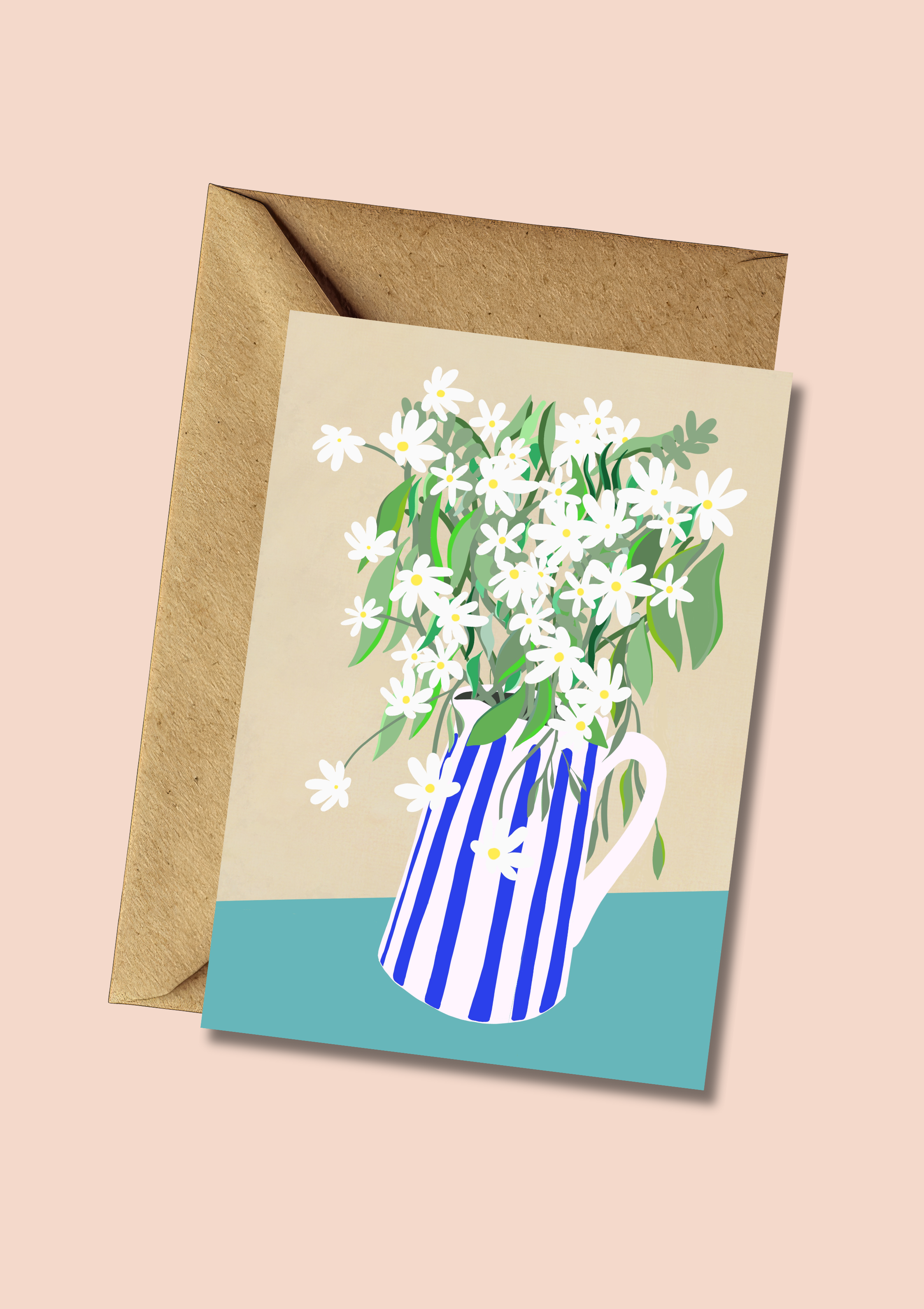 Striped Blue Jug Greeting Card