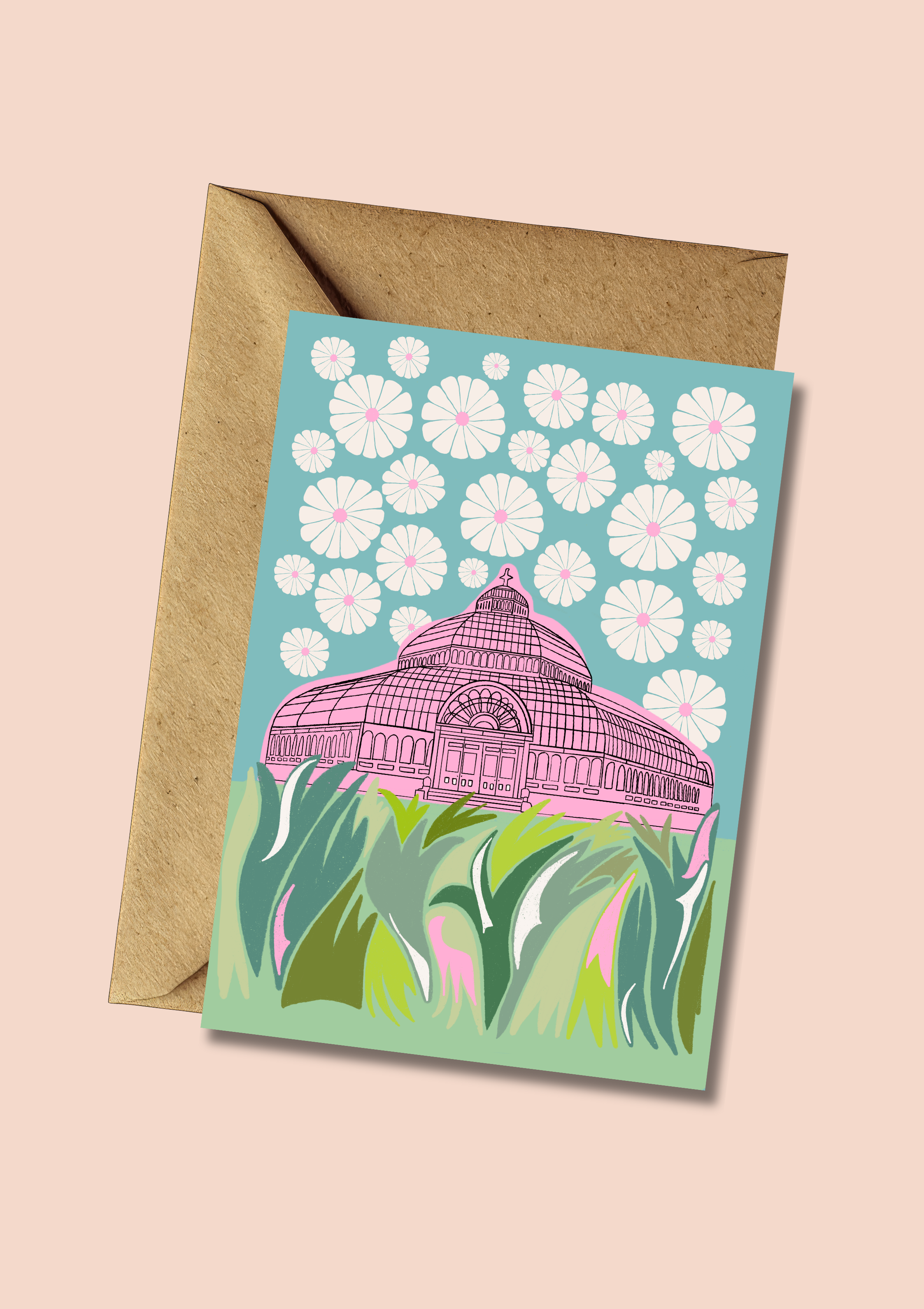 Pink Palms Greeting Card