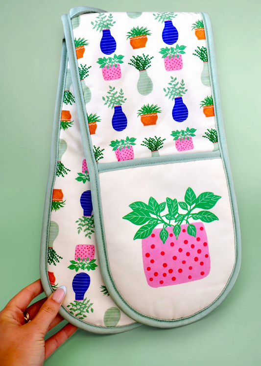 Evergreen Plants Double Oven Glove