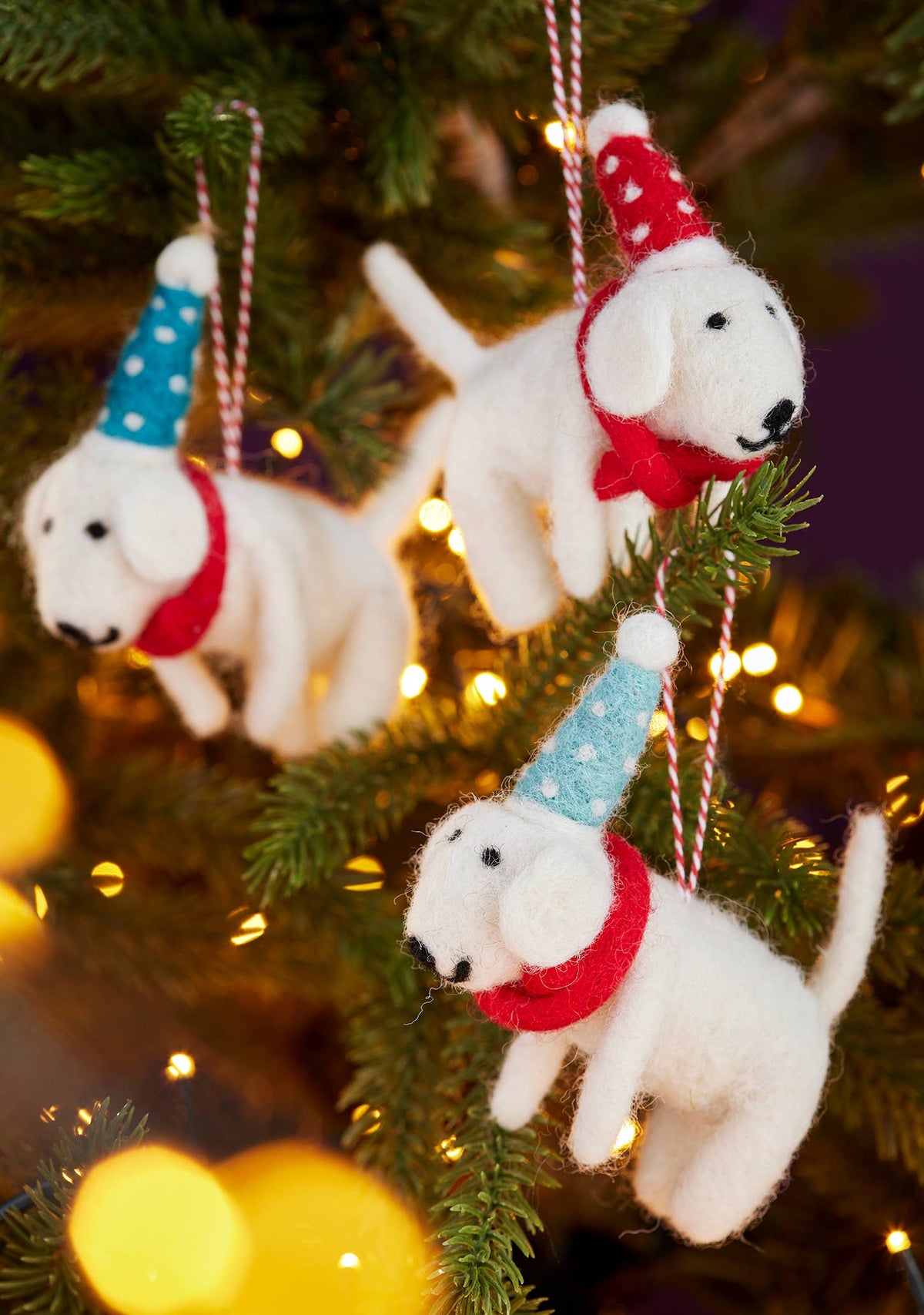 Felt Dog With Dotty Hat and Tie