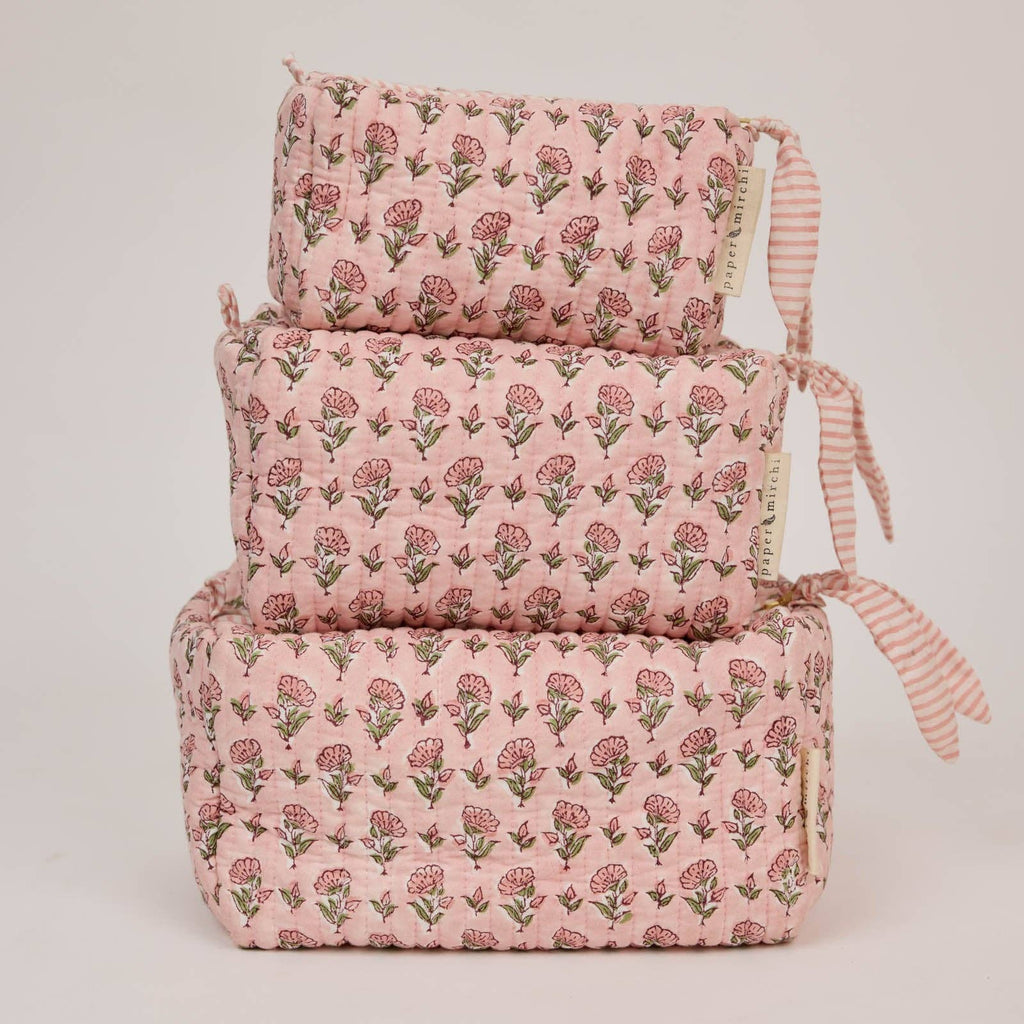 Organic Cotton Toiletry Bag - Ditsy Floral Blush