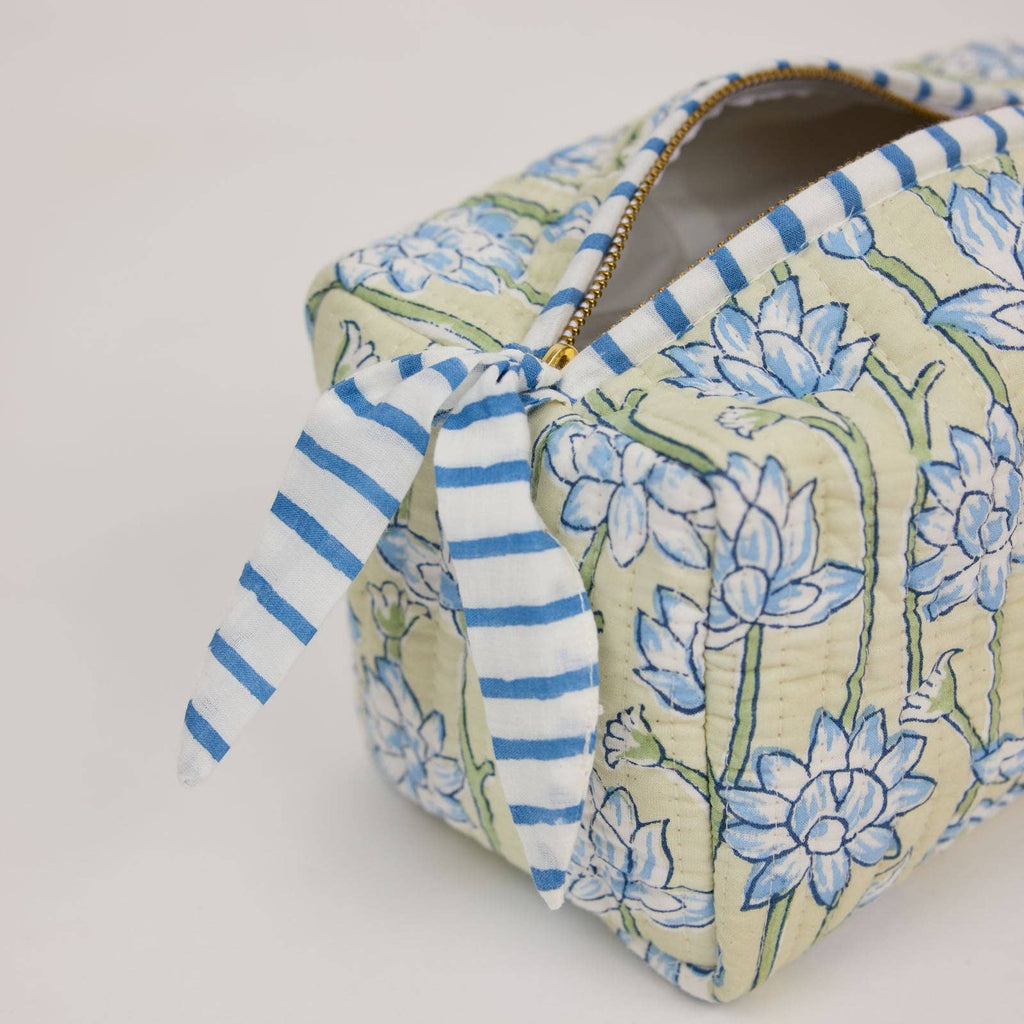 Organic Cotton Toiletry Bag - Lotus Indigo